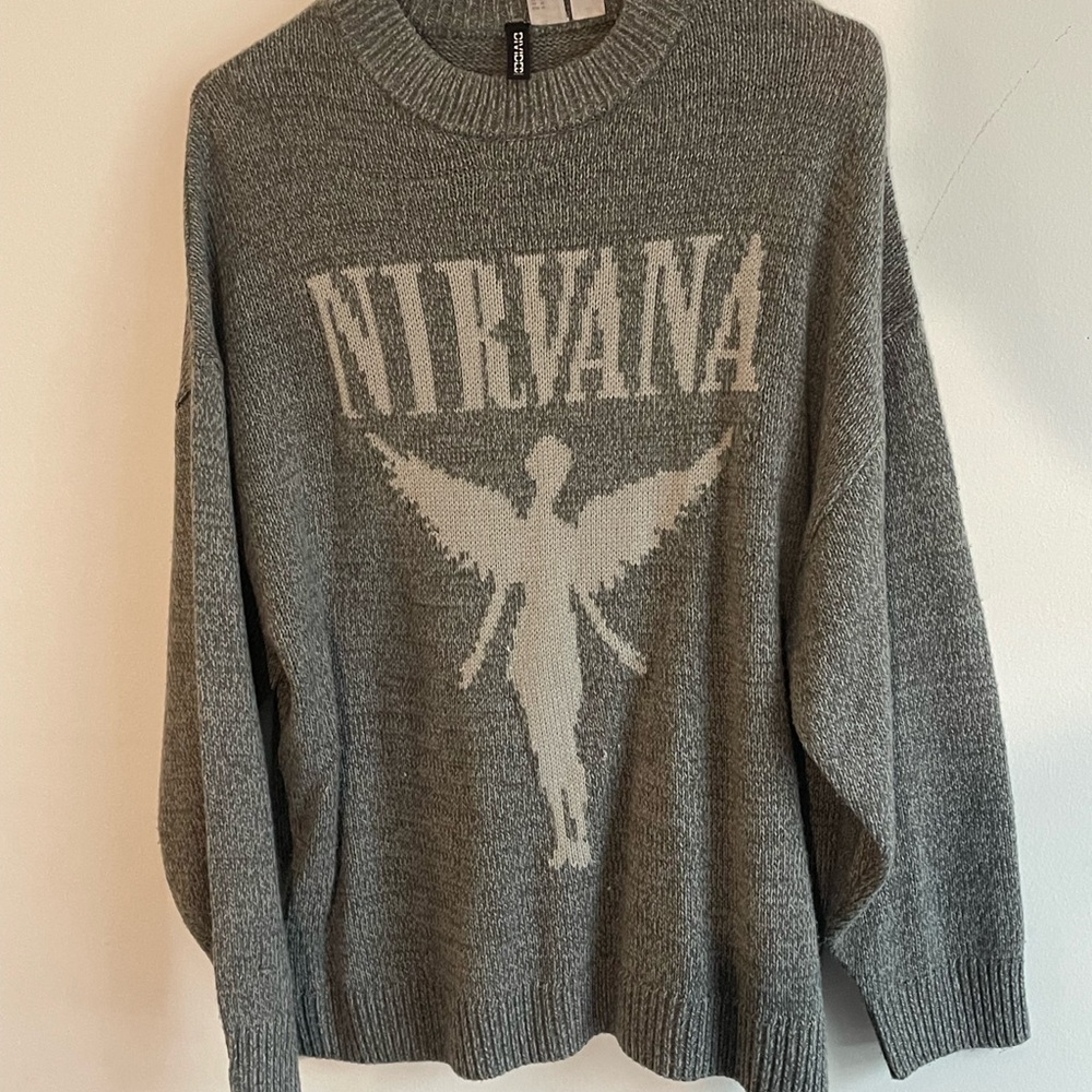 Gray H&M Nirvana Graphic Sweater premium